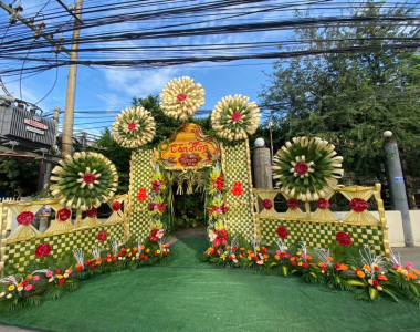 Trang trí cổng cưới rồng phụng